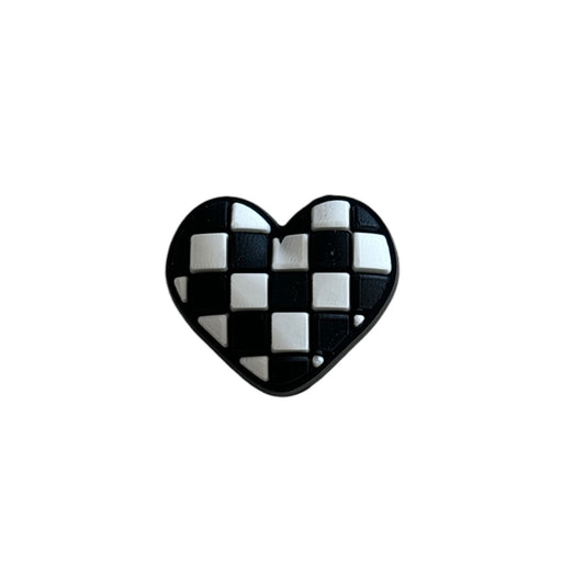 3D Checkered Heart Charm